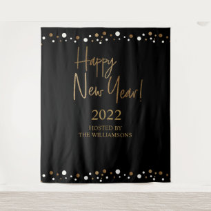 Tapete De Parede Feliz Ano Novo 2022 Script Preto Dourado Personali