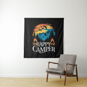 Tapete De Parede Feliz Camper Retro Vintage Equipe de Acampamento C