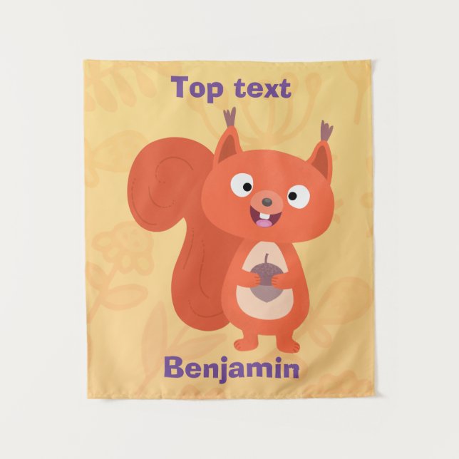 Tapete De Parede Feliz desenho animado de esquilo vermelho (Frente)