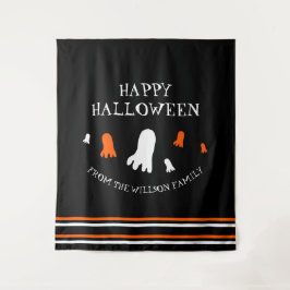 Tapete De Parede Feliz Dia das Bruxas Fantasmas Laranja, Preto, Bra