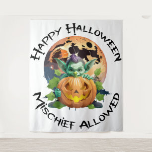 Tapete De Parede Feliz Dia das Bruxas Goblin se Escondendo Atrás da