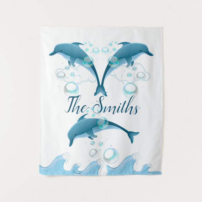 Tapete De Parede Feliz golfinho salpicante com bolhas (Frente)