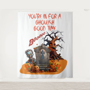 Tapete De Parede Feliz Halloween Cemitério Assombrado Com Árvore As