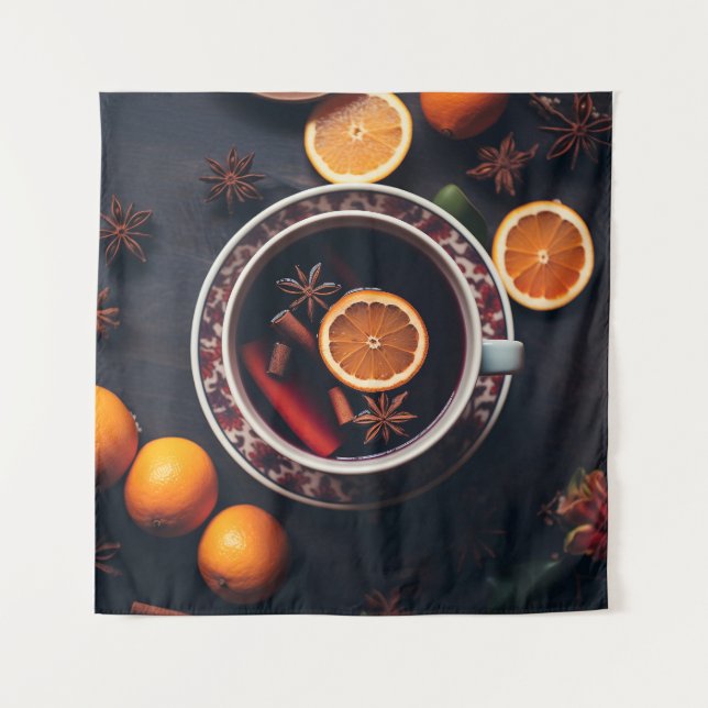 Tapete De Parede Feliz & Mulled | Cozy Holiday Drink (Frente)