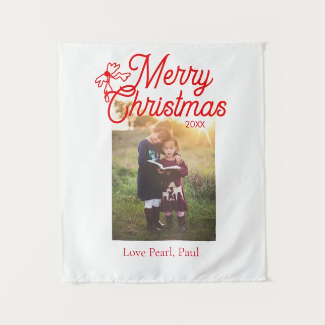 Tapete De Parede Feliz Natal crianças arcos vermelhas foto elegante (Frente)