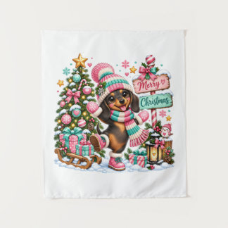 Tapete De Parede Feliz Natal Dachshund