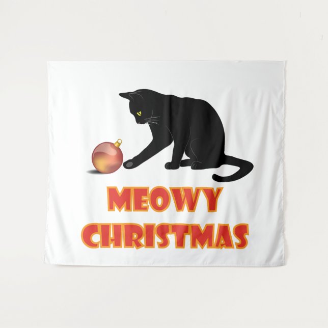 Tapete De Parede Feliz Natal Gato Engraçado (Frente (Horizontal))