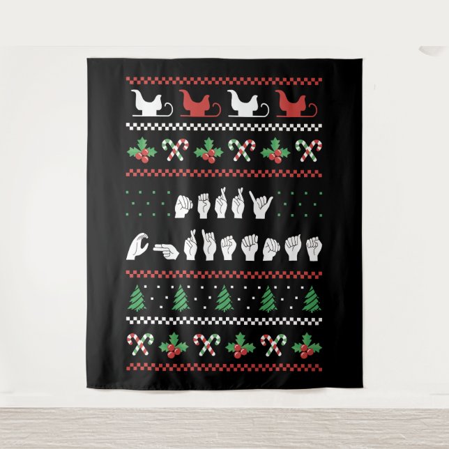 Tapete De Parede Feliz Natal - Língua de Sinais Americana da ASL I (Frente)