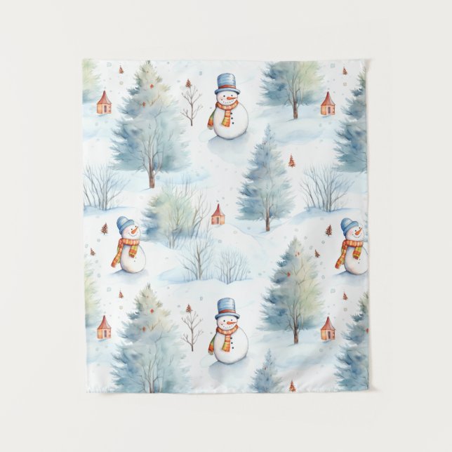 Tapete De Parede Feliz Padrão de Neve (Frente)