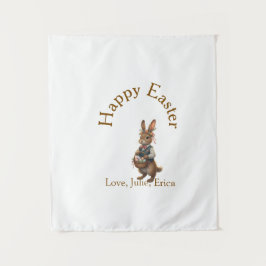 Tapete De Parede Feliz Páscoa coelho marrom com ovos amor adicione
