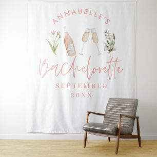Tapete De Parede Feminino rosa floral champanhe despedida de soltei