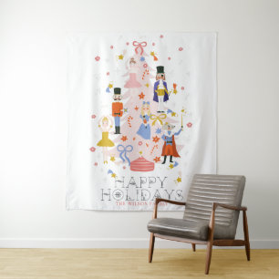 Tapete De Parede Feriado de Árvore de Natal Rosa Nutcracker