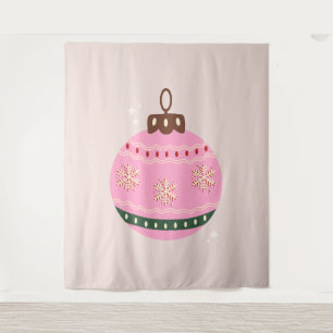 Tapete De Parede Feriado Retro Bauble Pink
