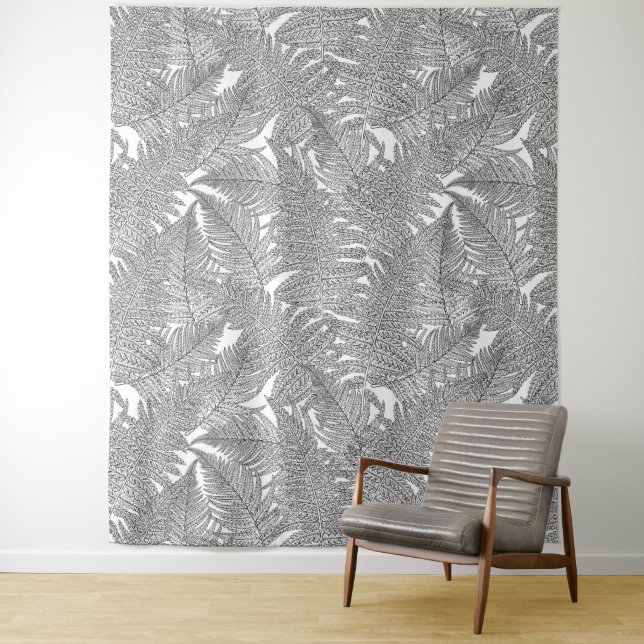 Tapete De Parede Fern em preto e branco (In Situ)