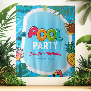 Tapete De Parede Festa Colorida e Divertida na Piscina Cenário de