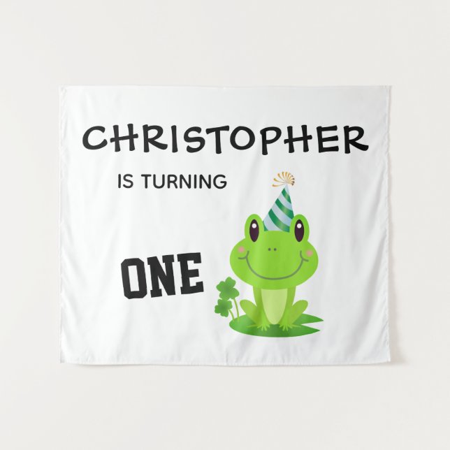 Tapete De Parede Festa da Rã Primeiro Aniversário Sapo Verde Sapinh (Frente (Horizontal))