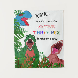 Tapete De Parede Festa de 3º Aniversário de Três Rex Kid