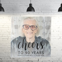 Tapete De Parede Festa de 90 Anos Foto Black Script Cheers