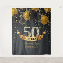 Festa de aniversário de 50 anos com balões pretos 
