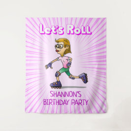 Tapete De Parede Festa de Aniversário de Patinação no Gelo Rosa
