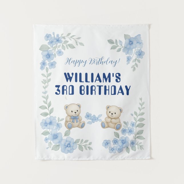 Tapete De Parede Festa de aniversário do Urso de Teddy (Frente)