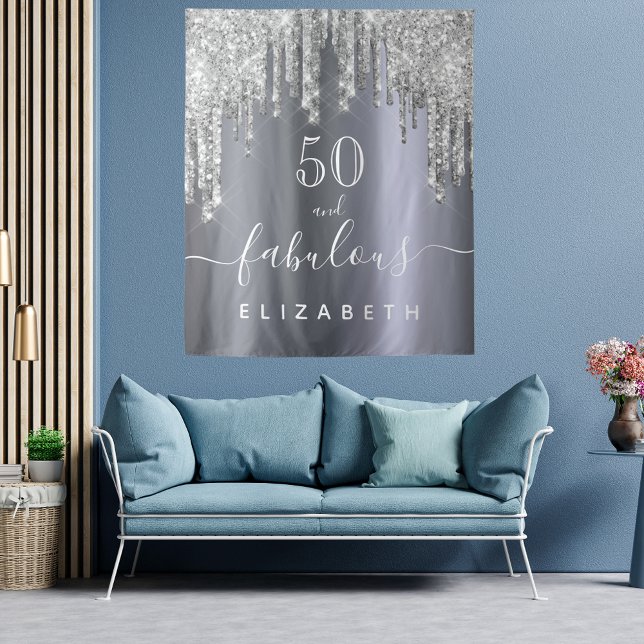 Tapete De Parede Festa de aniversário fabulosa brilho prata cintila (Criador carregado)