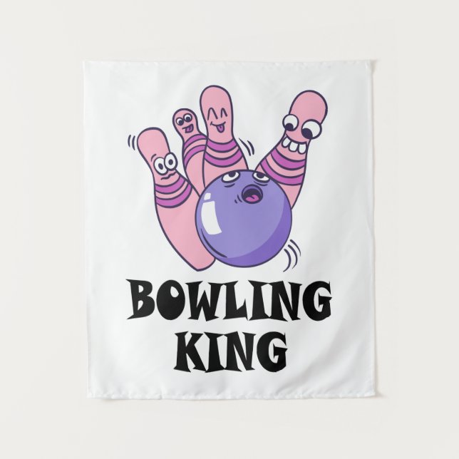 Tapete De Parede Festa de Aniversário Infantil Bowling King (Frente)