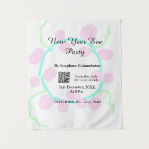 Tapete De Parede Festa de Ano Novo digitalize QR RSVP nome rosa azu
