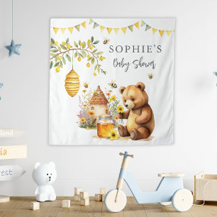 Tapete De Parede Festa de Bebê do Ursinho Pooh Abelhinha Fofa