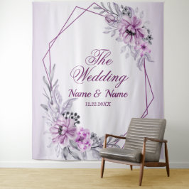 Tapete De Parede Festa de Casamento Moldura Floral Rosa Violeta Rox