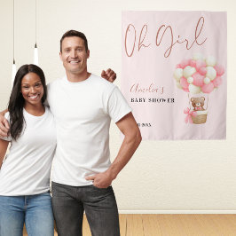 Tapete De Parede Festa de Chá de fraldas de Balões de Urso Rosa Oh 