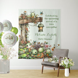 Tapete De Parede Festa de Chá para Bebê Jardim da Lagarta Fofa