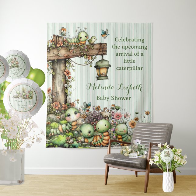 Tapete De Parede Festa de Chá para Bebê Jardim da Lagarta Fofa (Criador carregado)