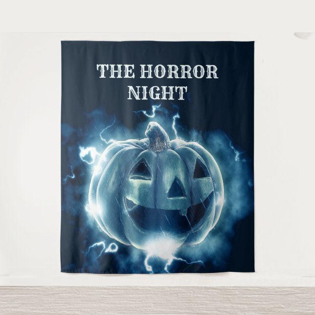 Tapete De Parede Festa de Halloween Mau Blue Pumpkin Horror Assusta (Frente)