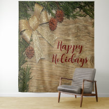 Festa de Natal Folhas Verdes Douradas Vermelhas Rú