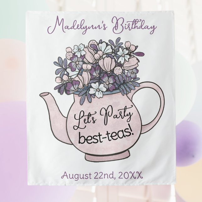 Tapete De Parede Festa de Vamos de Festa de Aniversário da Menina (Girls Birthday Tea Party Backdrop)