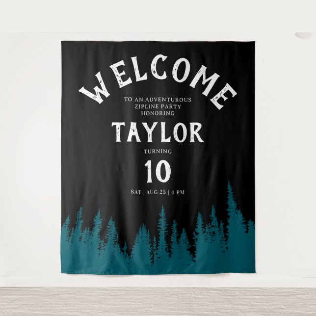Tapete De Parede Festa de Zipline em Floresta Exterior do Reino Uni (Frente)
