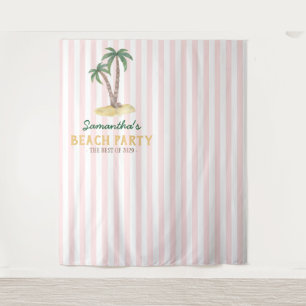 Tapete De Parede Festa Elegante de Bebê Rosa Listras Palm Beach