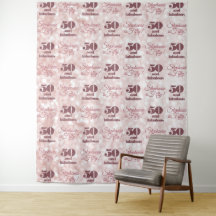 Festa Moderno Elegante Rosa Dourado 50 Anos