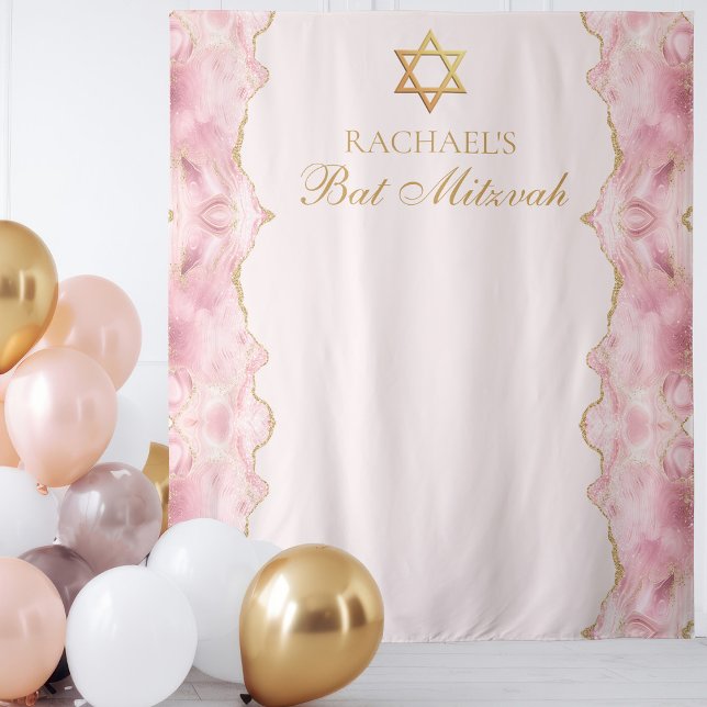 Tapete De Parede Festa Personalizada do Bat Mitzvah, Dourado Rosa,  (Criador carregado)