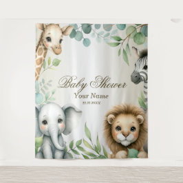 Tapete De Parede Festa Tropical de Animais Safari Selvagens