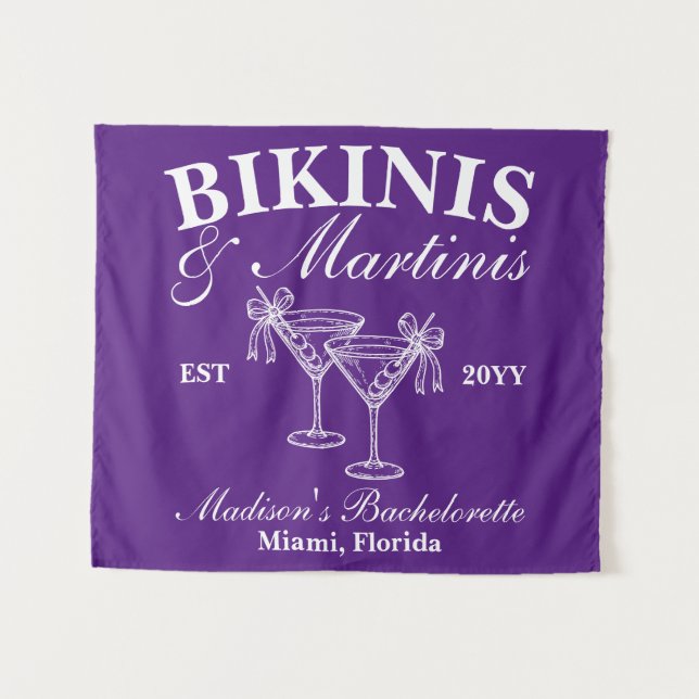 Tapete De Parede Festas de Despedida de Solteira com Biquínis Roxos (Frente (Horizontal))
