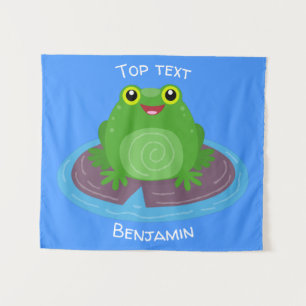 Tapete De Parede Figura de desenho animado do sapo verde-bonito