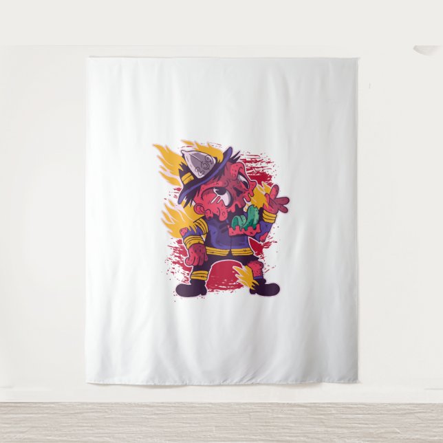 Tapete De Parede Figurino do Halloween Happy Halloween Bombeiro (Frente)