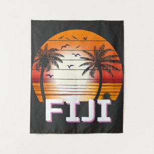 Tapete De Parede Fiji Vintage Palm Trees Summer Beach