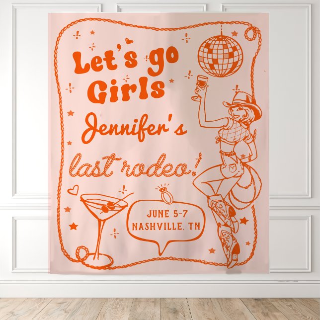 Tapete De Parede Fim de Semana de Solteira da Cowgirl Disco Laranja (Criador carregado)