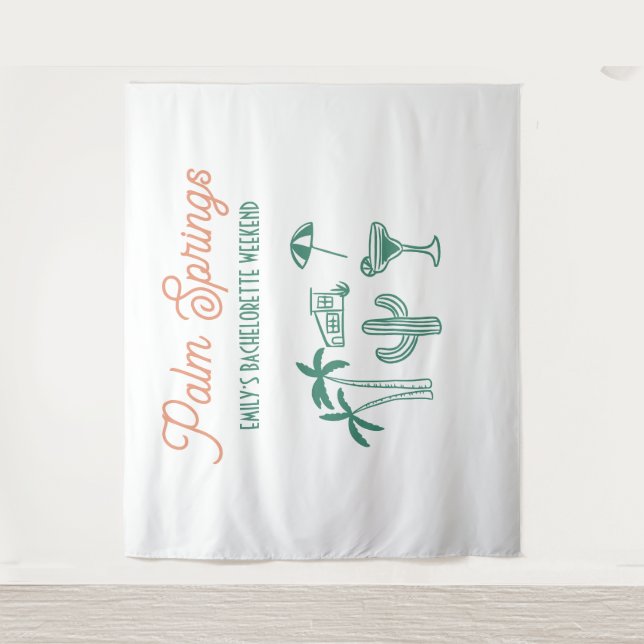 Tapete De Parede Fim de semana de solteira rosa desenhado à mão em  (Frente)