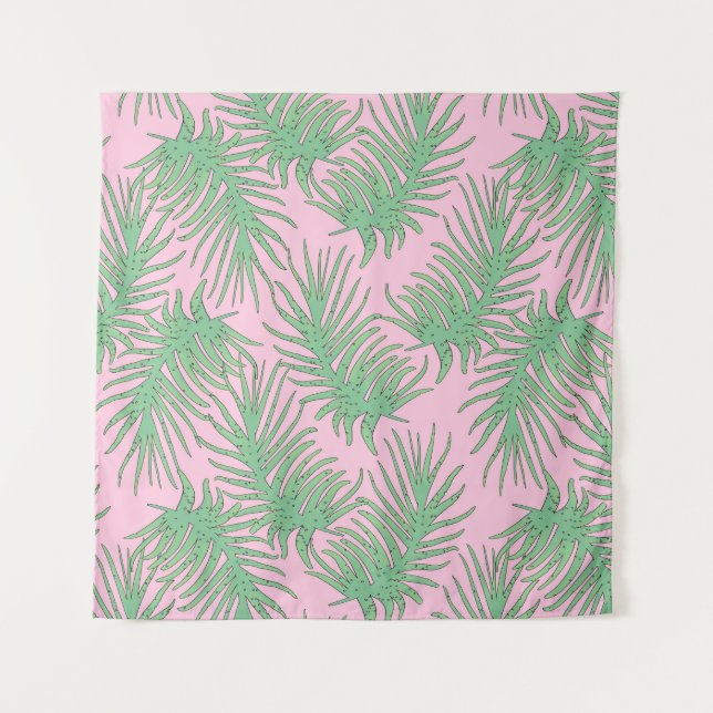 Tapete De Parede Fios de Fern em rosa. (Frente)