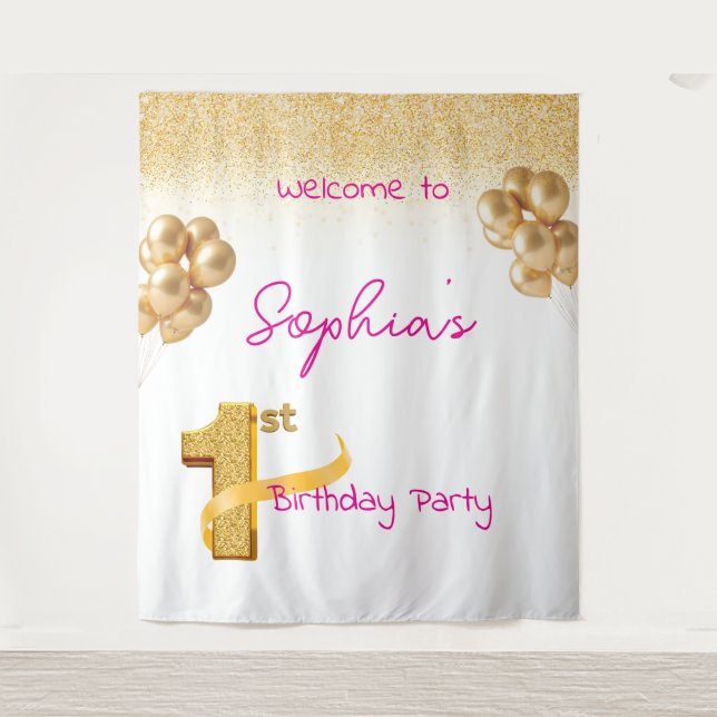 Tapete De Parede First Birthday Tapestry (Frente)