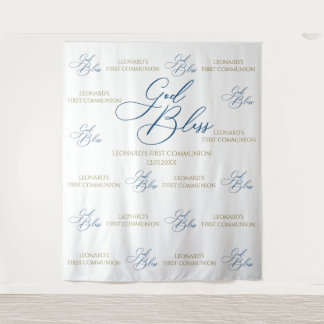 Tapete De Parede First Communion blue photobooth backdrop